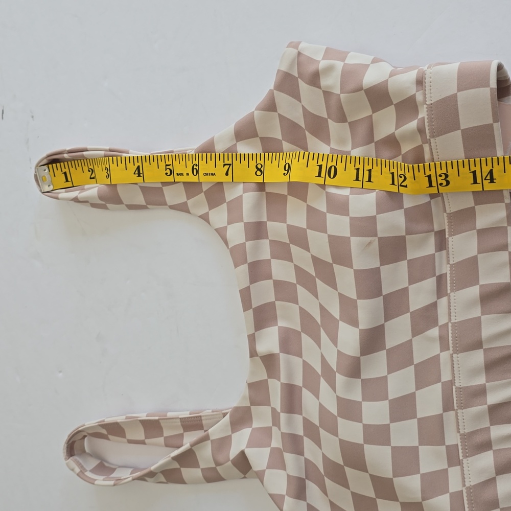 Wilo The Label Sports Bra Wave Check Print Beige Tan Size Small - Picture 16 of 17